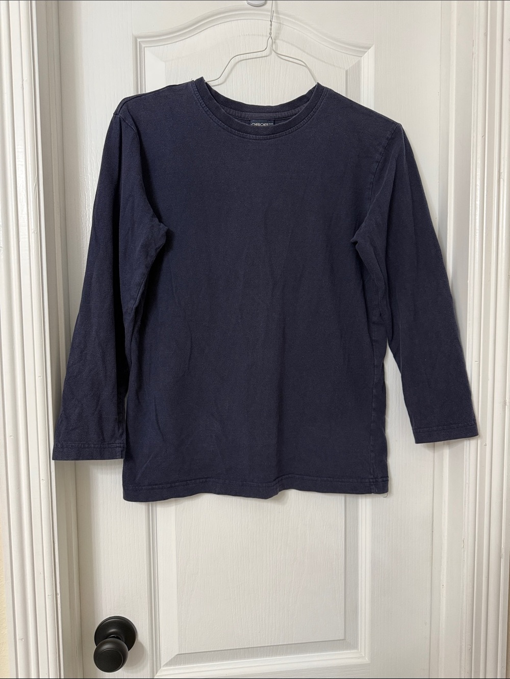Cherokee navy blue  long sleeve crewneck shirt 100% cotton size L (10/12)